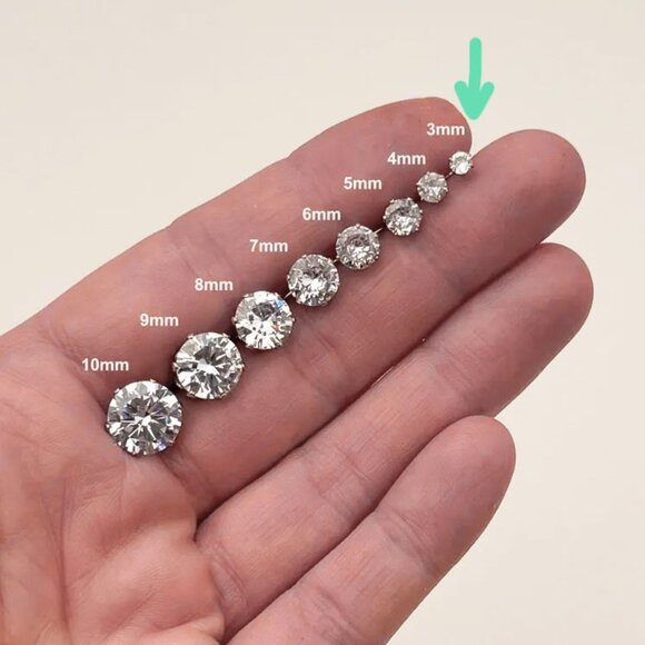 3mm Single Cubic Zirconia / Titanium Stud Earring - Minimalist, Glam, Unisex - Picture 6 of 6